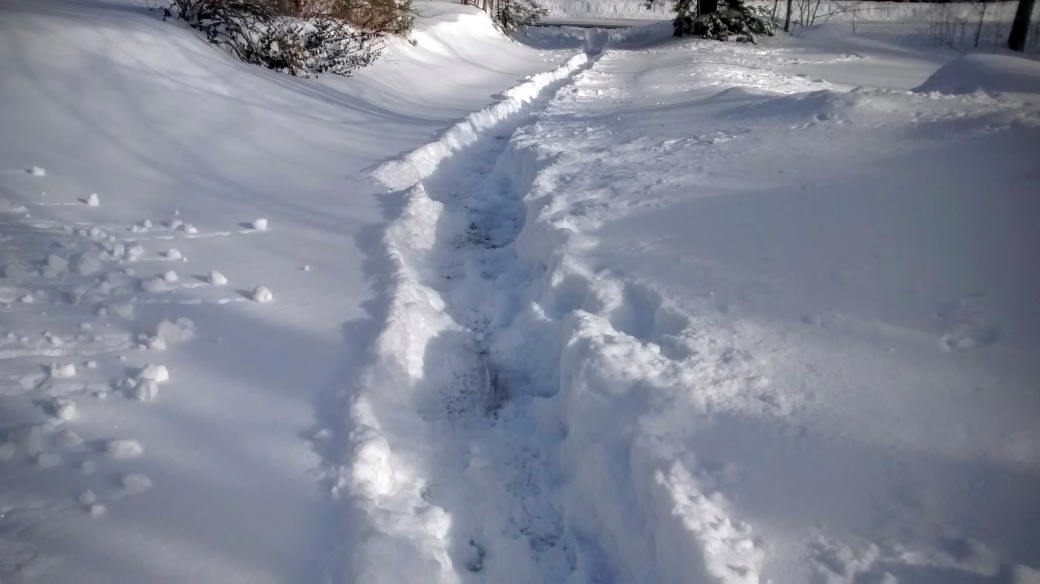 to clear your driveway of snow efficiently, first shovel a path down the middle